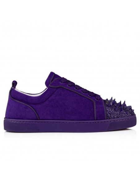 Fake Christian Louboutin Louis Junior P Pik Pik Strass Sneakers Nappa Leather Jacaranda, Knockoff CL Shoes