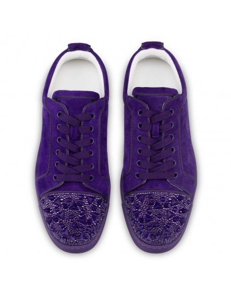 Fake Christian Louboutin Louis Junior P Pik Pik Strass Sneakers Nappa Leather Jacaranda, Knockoff CL Shoes