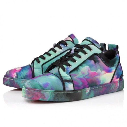 Discount Christian Louboutin Fun Louis Junior Sneakers Fabric Melancholia Print Multicolor, Cheap Christian Louboutin Shoes for 