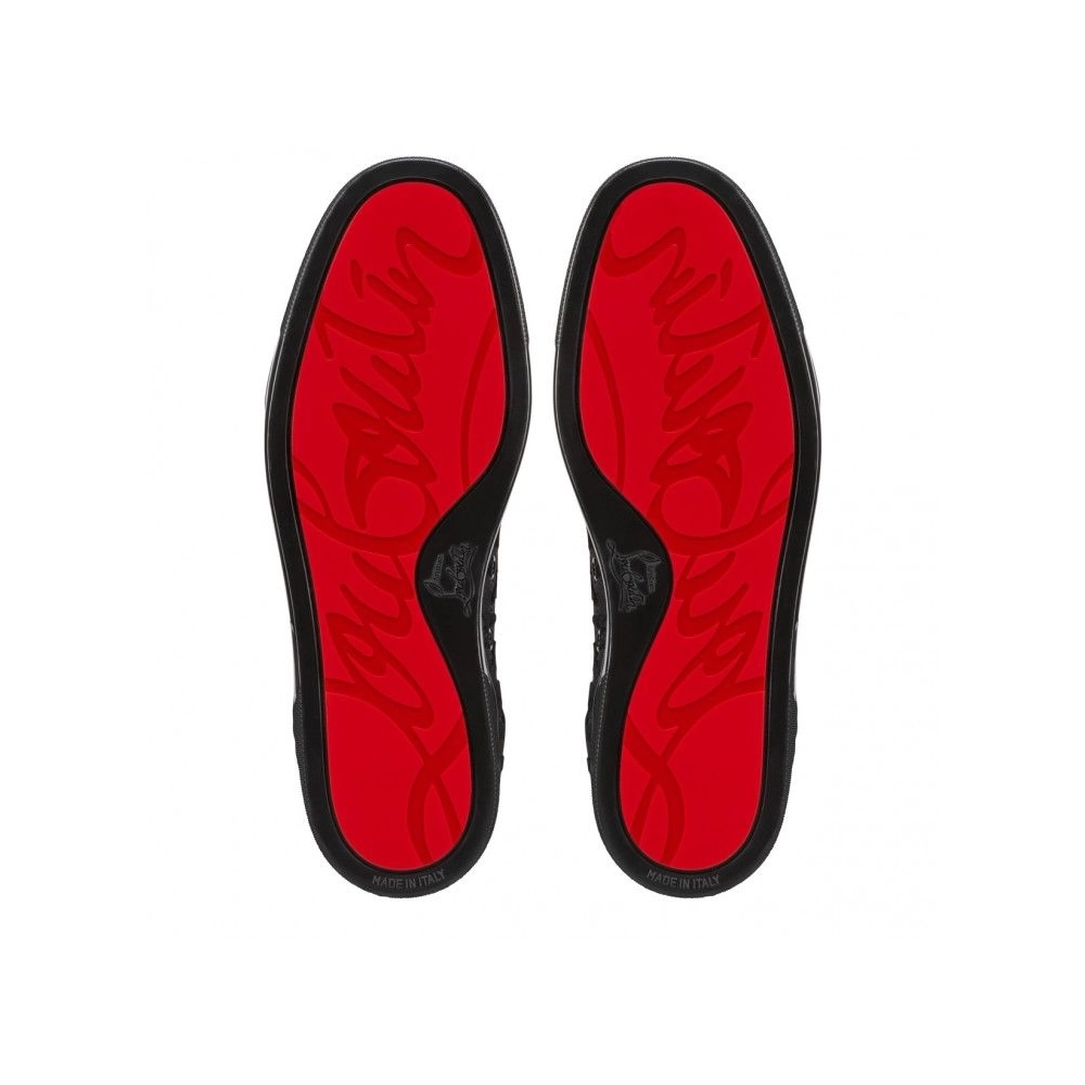 Fake Christian Louboutin Louis Junior Sneakers Velvet Quagga Black, eplica Christian Louboutin Shoes