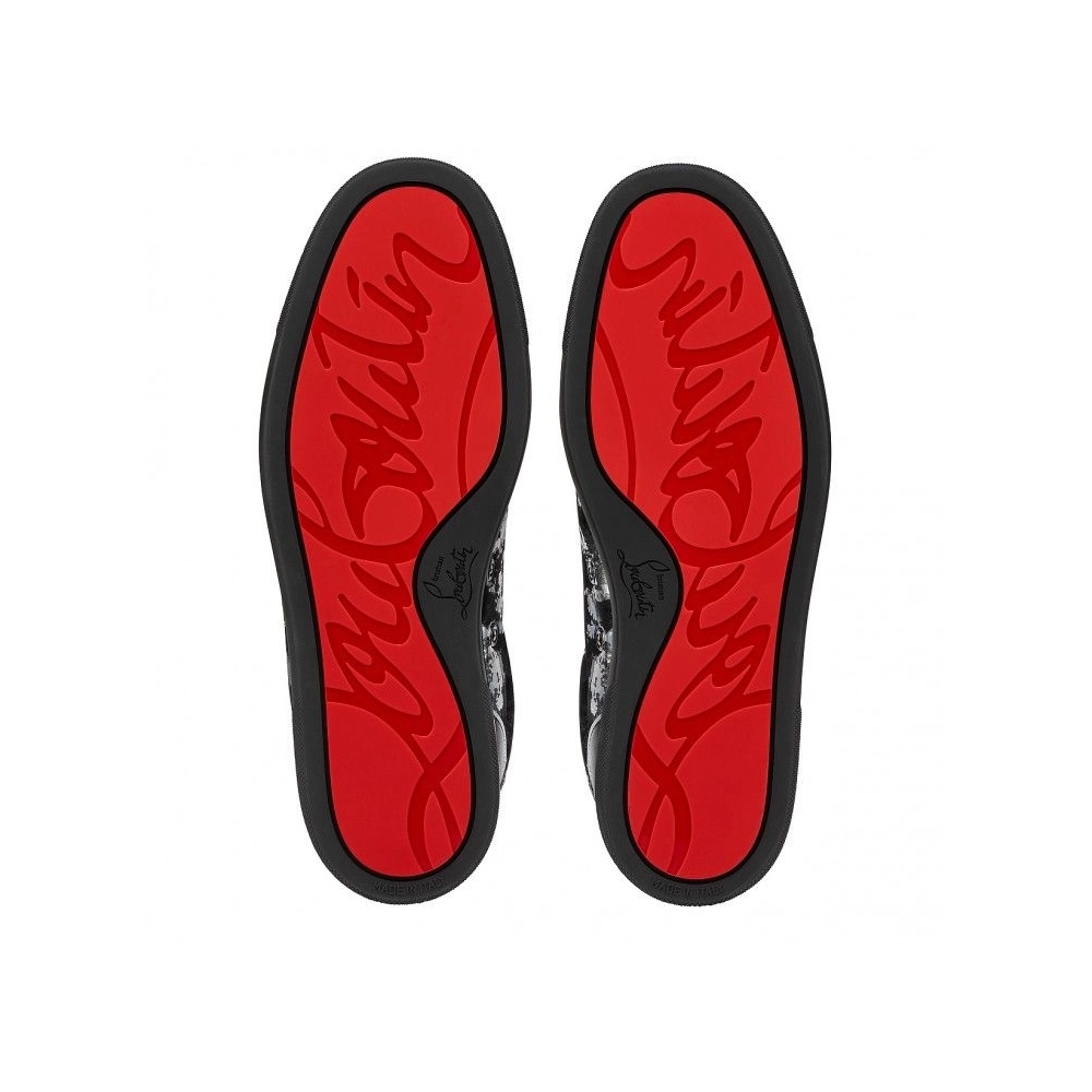 Replica Christian Louboutin Louis Junior Spikes Sneakers Calf Leather Black, Knockoff Christian Louboutin Shoes