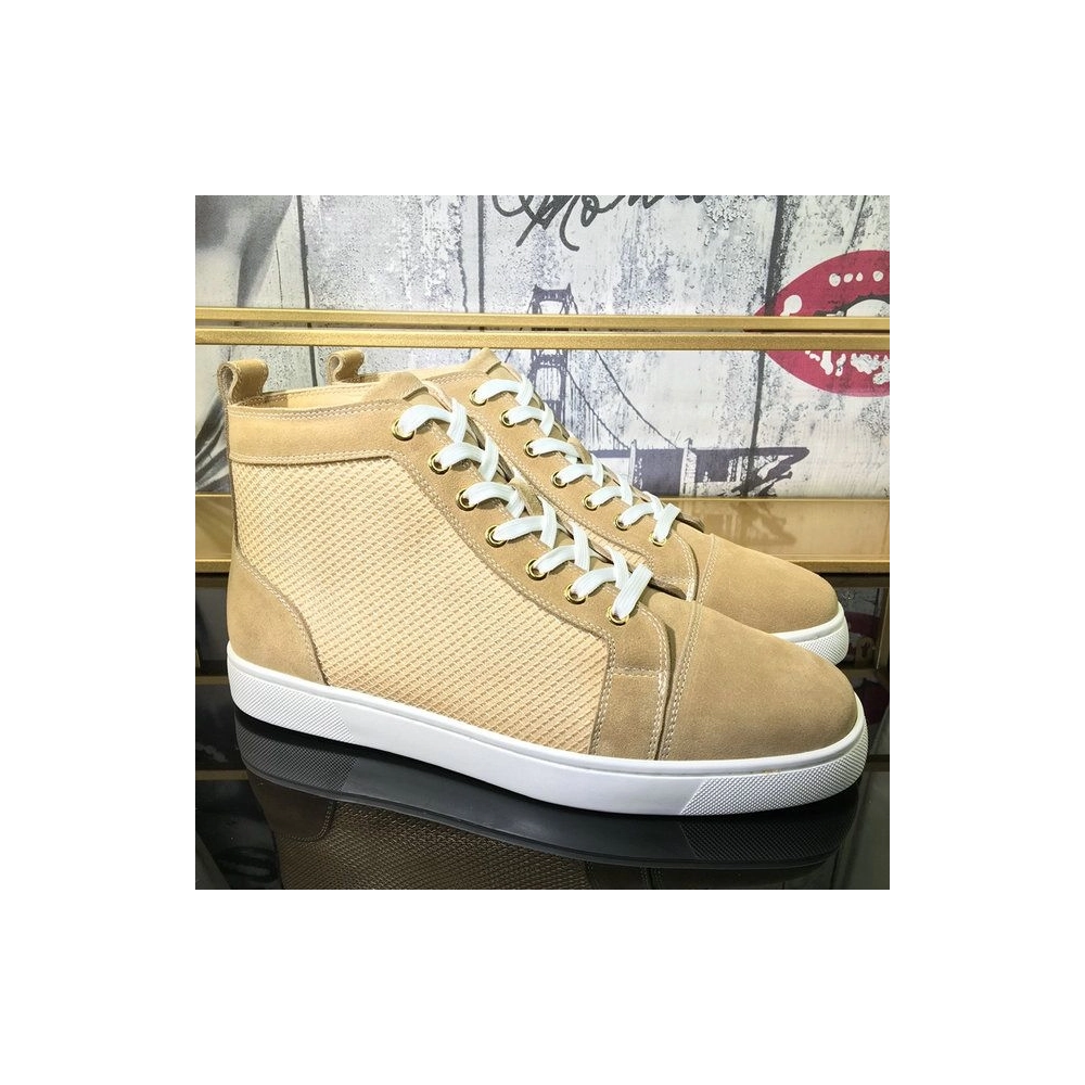 Christian Louboutin Louis Orlato High-Top Sneakers Suede Leather Sand Outlet Online