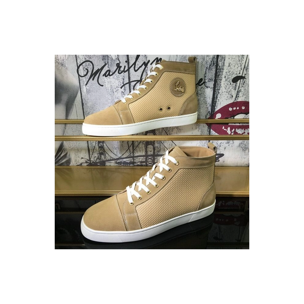 Christian Louboutin Louis Orlato High-Top Sneakers Suede Leather Sand Outlet Online