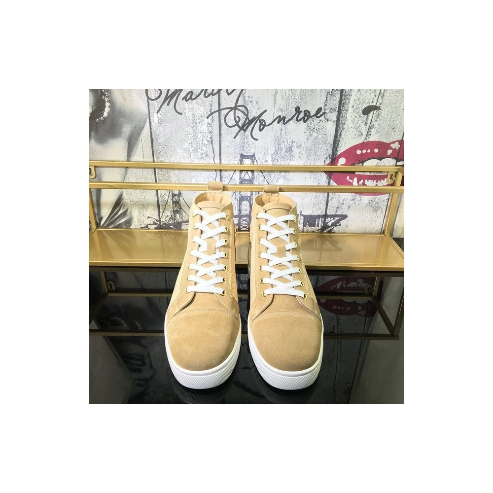 Christian Louboutin Louis Orlato High-Top Sneakers Suede Leather Sand Outlet Online