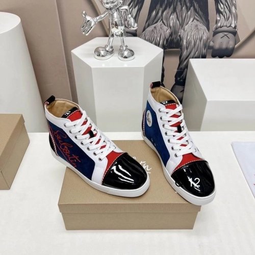 Discount Christian Louboutin Louis High-top Sneakers Suede and Leather Multicolor Outlet