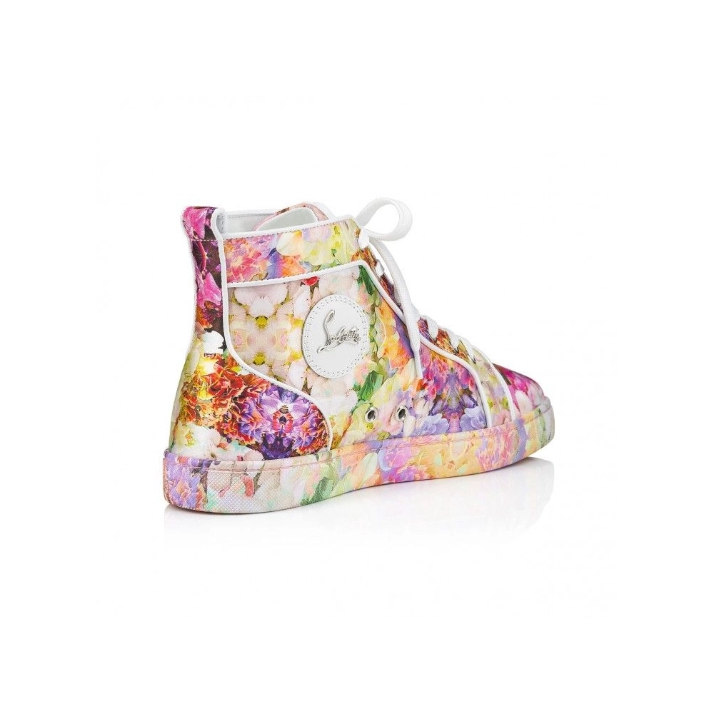 Discount Christian Louboutin Louis High-Top Sneakers Crepe Satin Blooming Print Multicolor Outlet Online