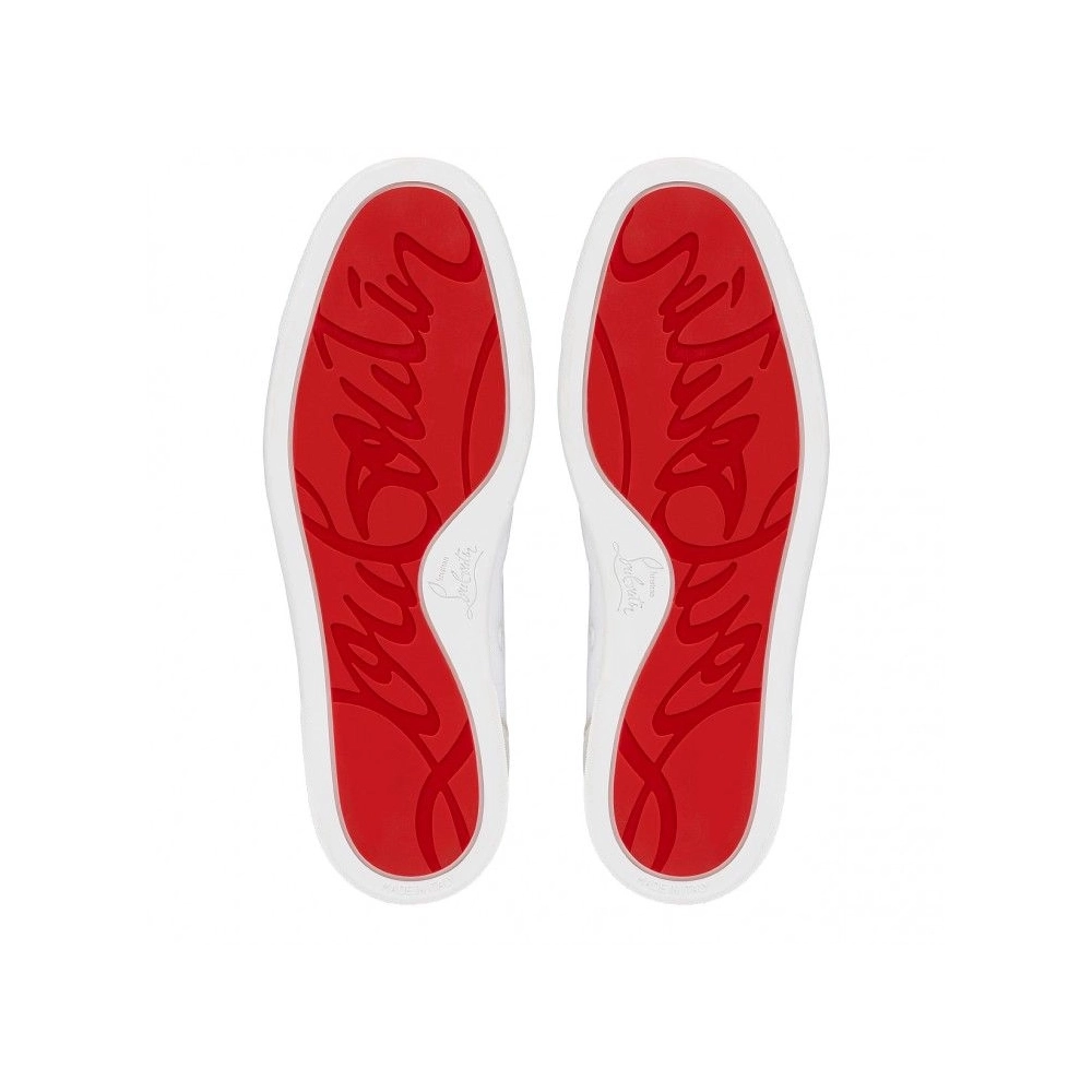Replica Christian Louboutin Fun Louis High-Top Sneakers Olona Canva White, Fake Christian Louboutin Shoes
