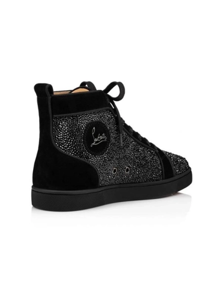 cheap Christian Louboutin Navy Louis Black/indiam Siam Strass Flat sale