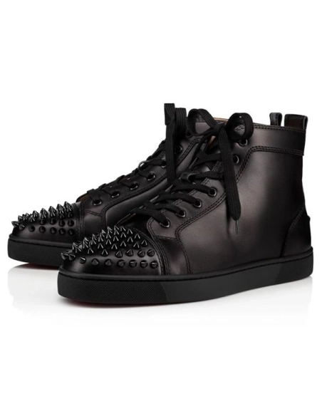 Christian Louboutin Lou Spikes Black/black/bk Calf