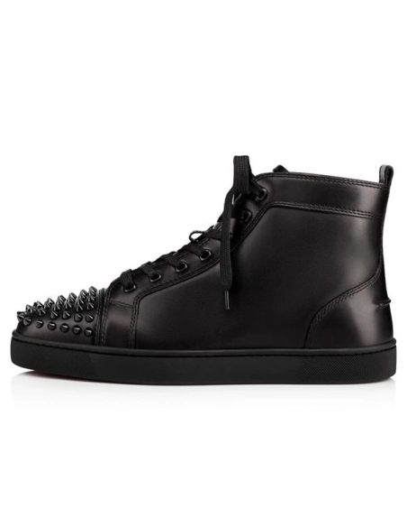 Christian Louboutin Lou Spikes Black/black/bk Calf