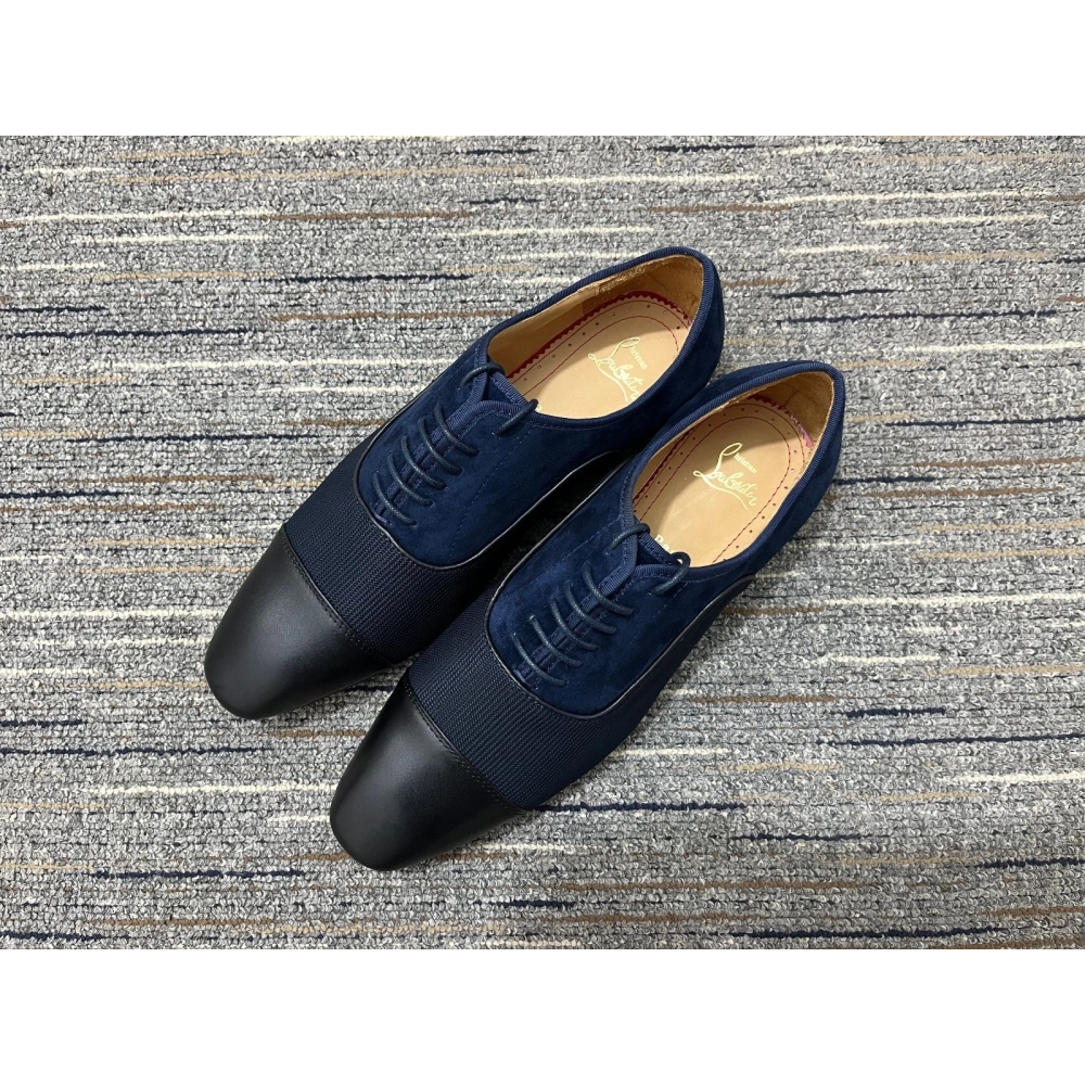 Cheap Christian Louboutin Greggo Oxfords Fabric Veau Velours And Leather Blue Black