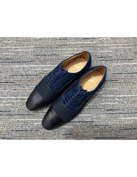 Cheap Christian Louboutin Greggo Oxfords Fabric Veau Velours And Leather Blue Black