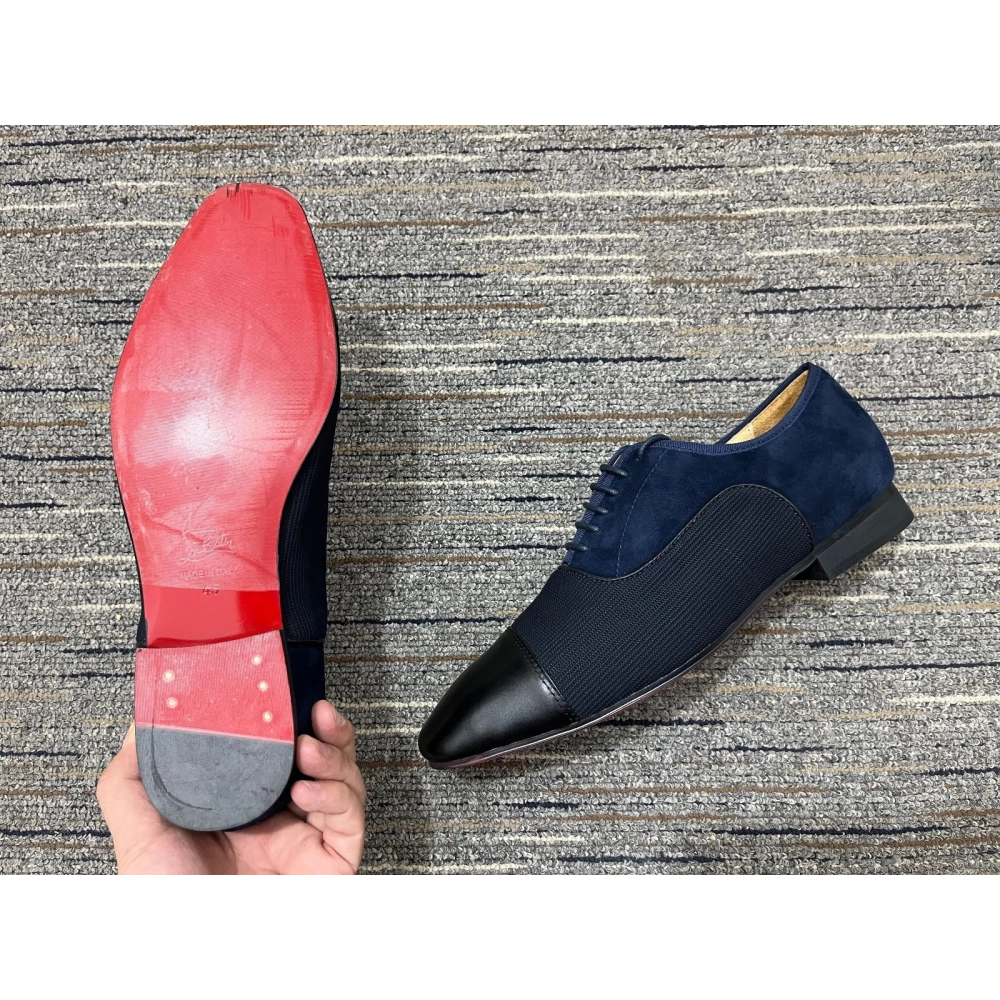 Cheap Christian Louboutin Greggo Oxfords Fabric Veau Velours And Leather Blue Black