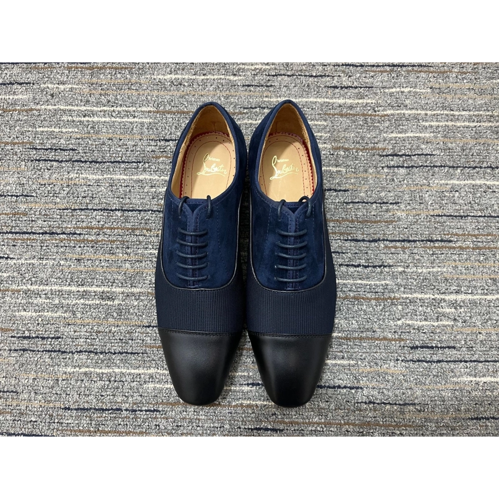 Cheap Christian Louboutin Greggo Oxfords Fabric Veau Velours And Leather Blue Black