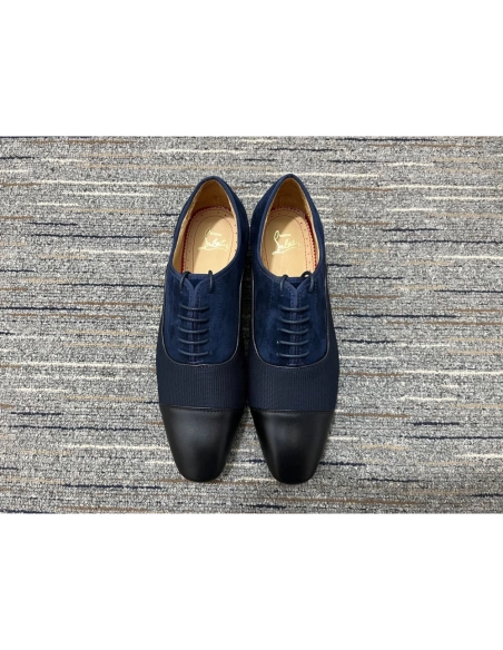 Cheap Christian Louboutin Greggo Oxfords Fabric Veau Velours And Leather Blue Black