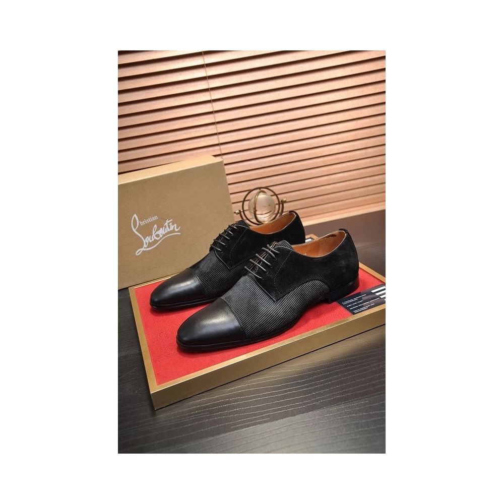 Discount Christian Louboutin Greggo Oxford Calf Leather and Suede Black Outlet Online