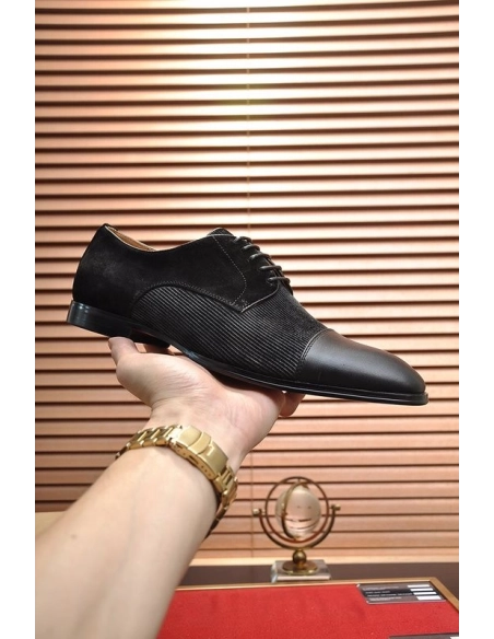 Discount Christian Louboutin Greggo Oxford Calf Leather and Suede Black Outlet Online