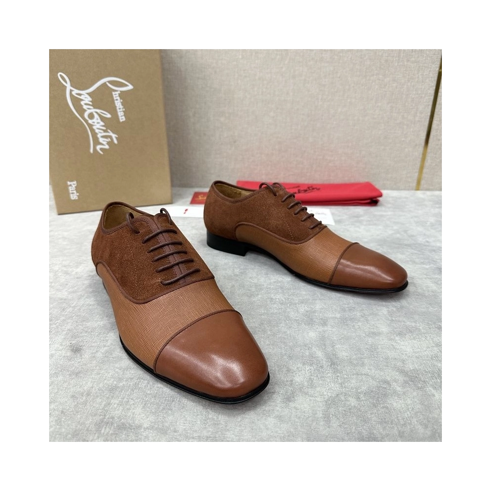 Replica Christian Louboutin Greggo Oxford Calf Leather and Suede Brown