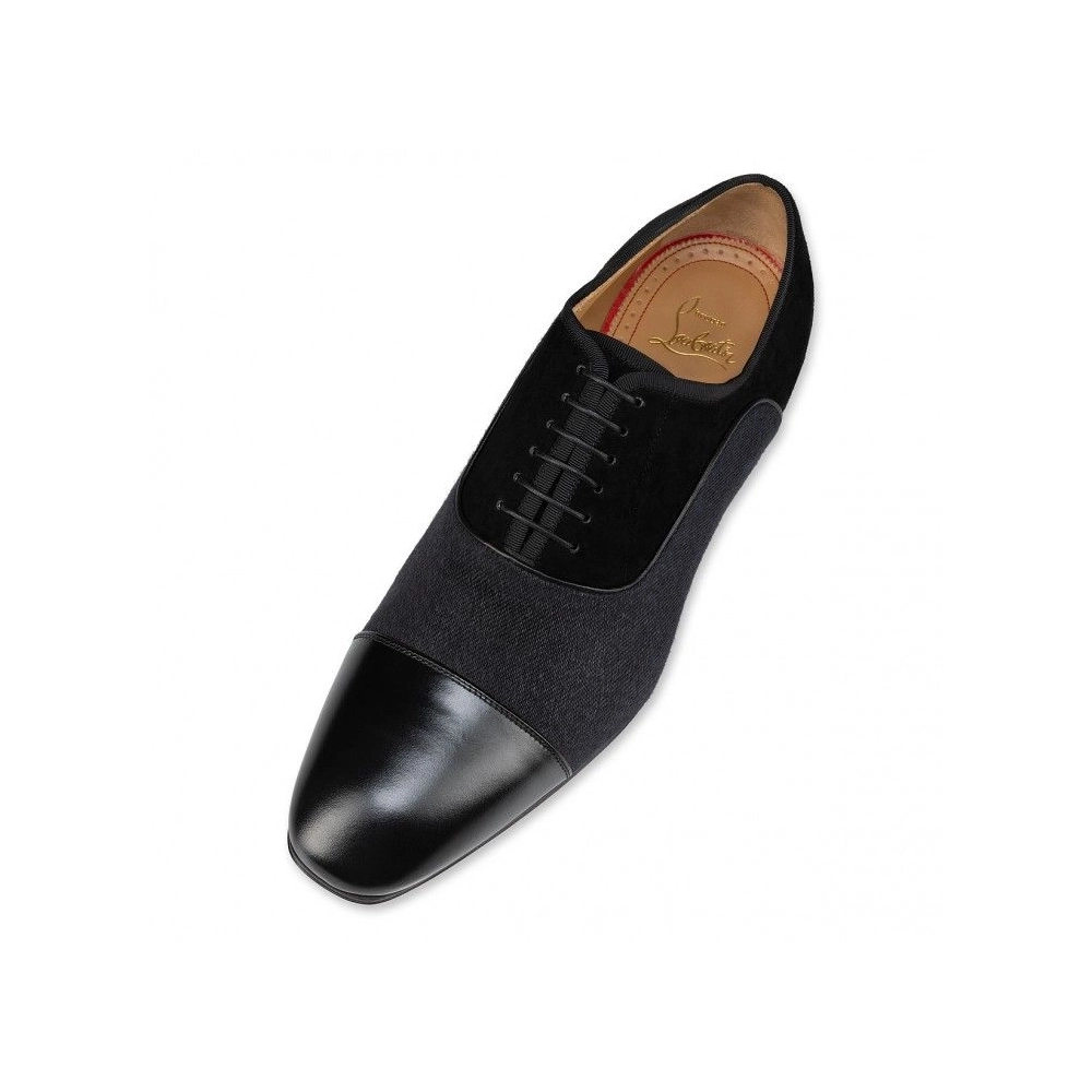 Fake Christian Louboutin Greggo Oxfords Wool Veau Velours And Nappa Leather Black, Knockoff Christian Louboutin Shoes