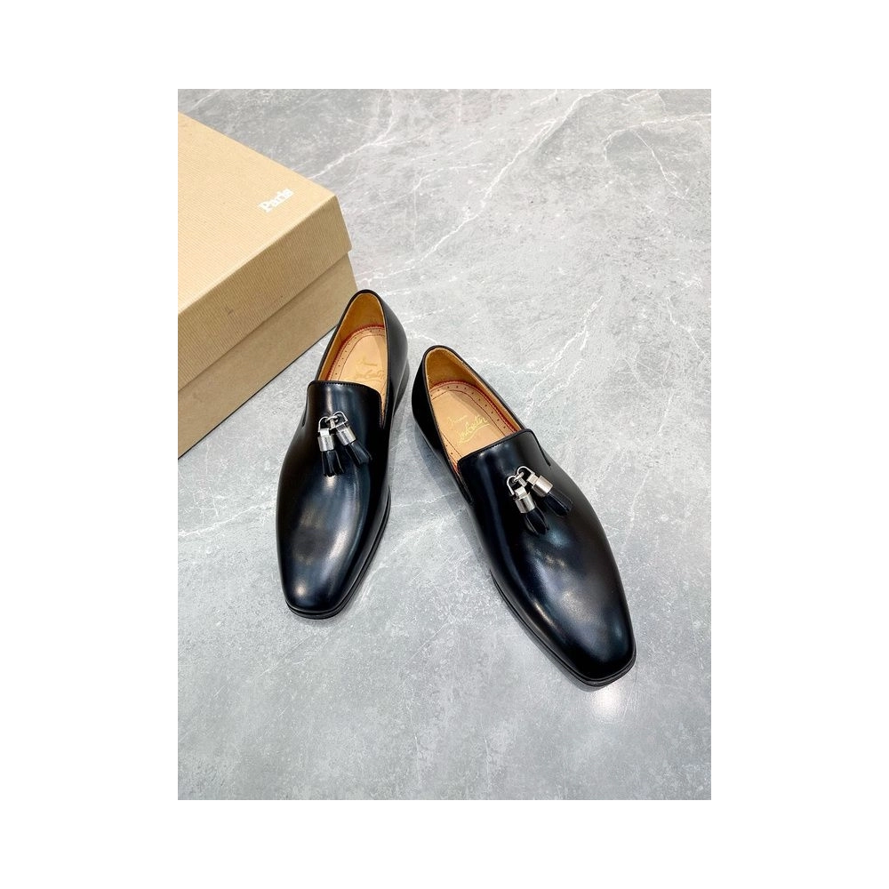 Fake Christian Louboutin Dandelion Tassel Loafers Patinated Calf Leather Black