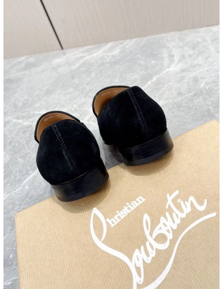Replica Christian Louboutin Dandelion Strass Loafer Suede Calf Leather Black