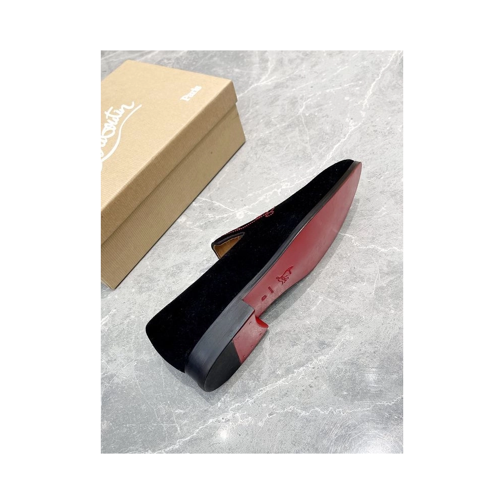 Replica Christian Louboutin Dandelion Strass Loafer Suede Calf Leather Black