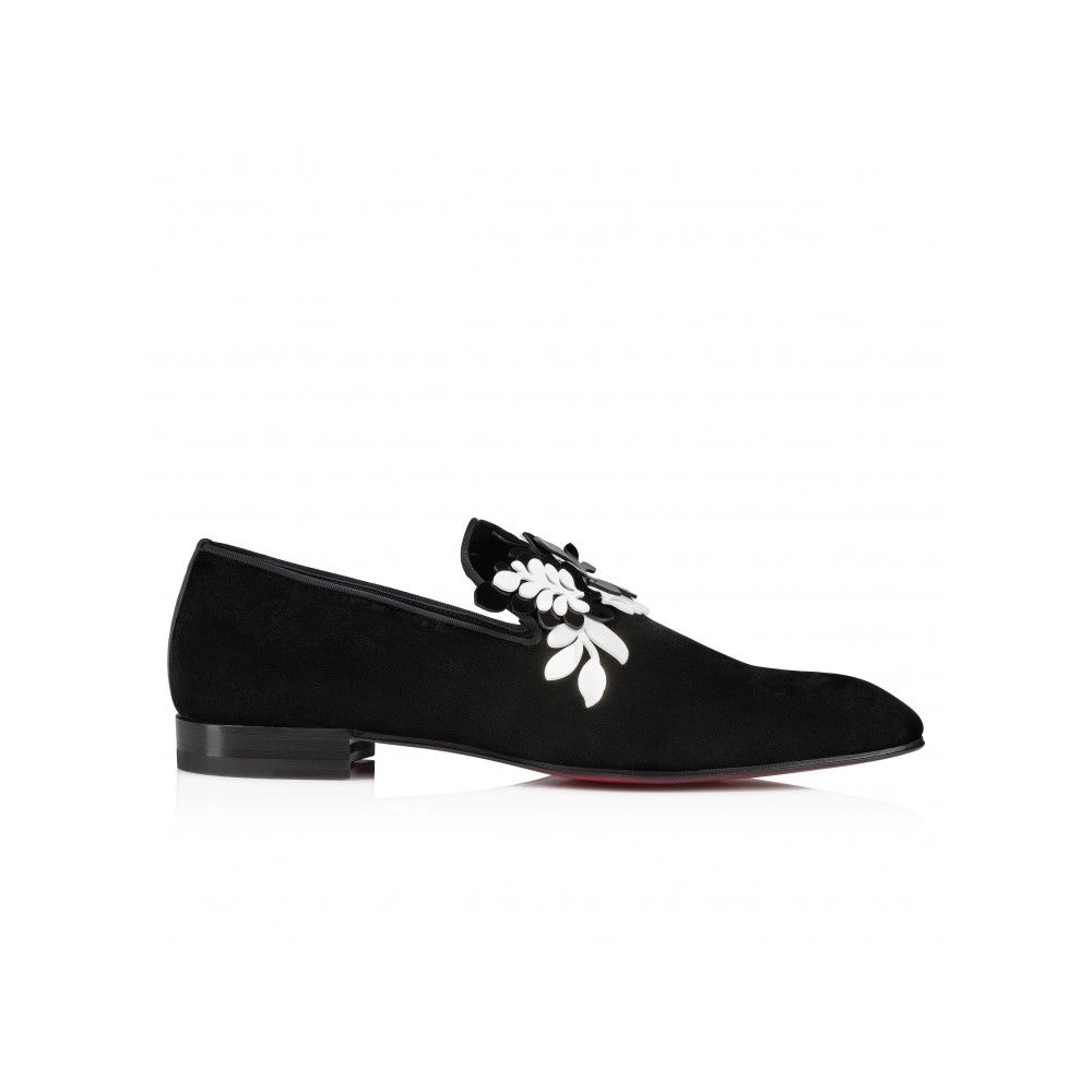 Fake Christian Louboutin Dandelion Petunia Loafers Velvet And Patent Leather Black