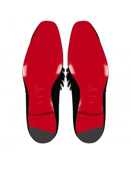Fake Christian Louboutin Dandelion Petunia Loafers Velvet And Patent Leather Black