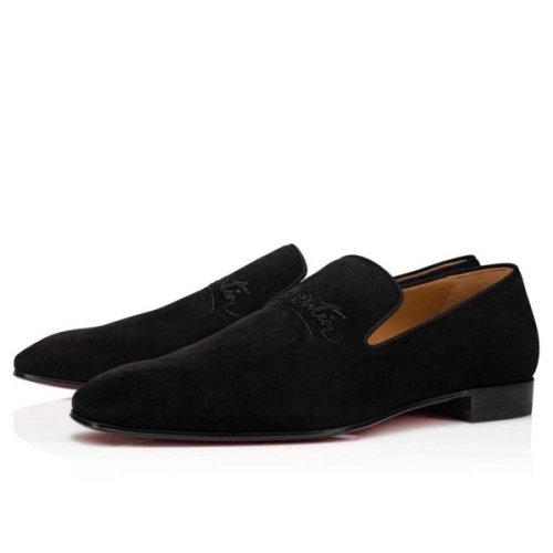cheap Christian Louboutin Navy Dandelion Flat Black Calf sale