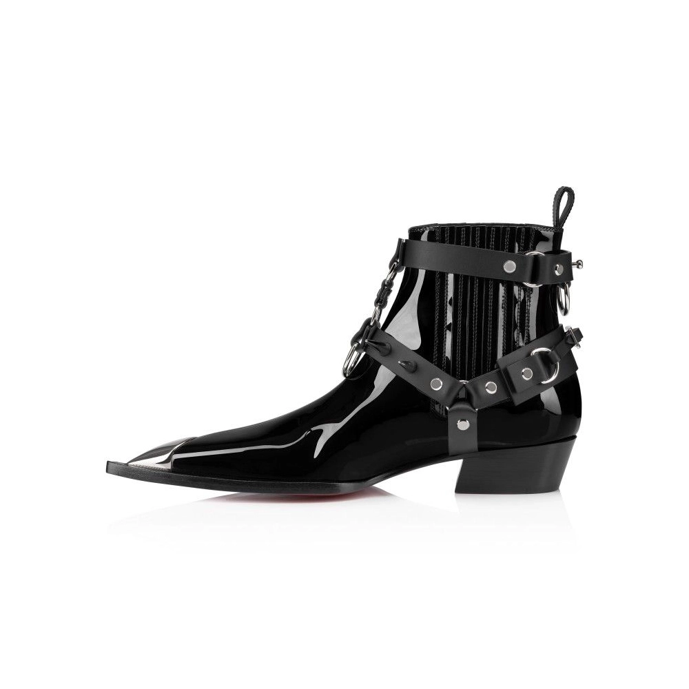 Discount Christian Louboutin Chesteviss Boots Patent Leather Black Outlet Online