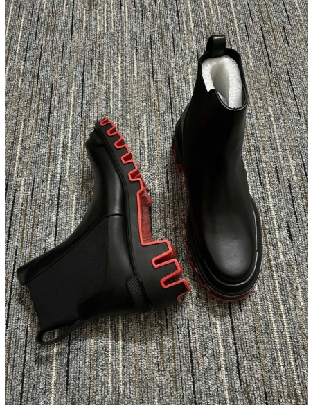 Cheap Christian Louboutin Marchacroche Dune Men Ankle Boots Calf Leather Black Sale Online