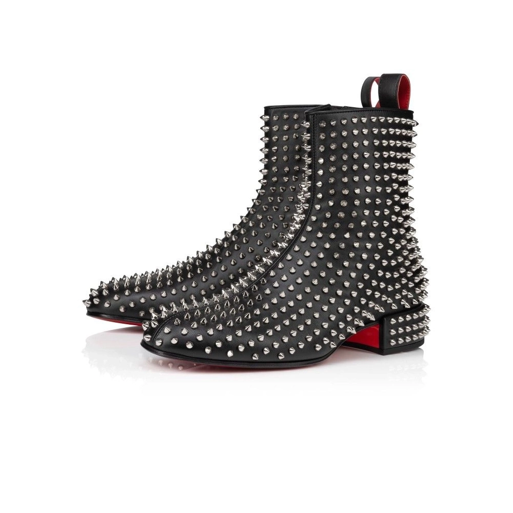 Knockoff Christian Louboutin Spikeasy Booty Boots Nappa Leather Black