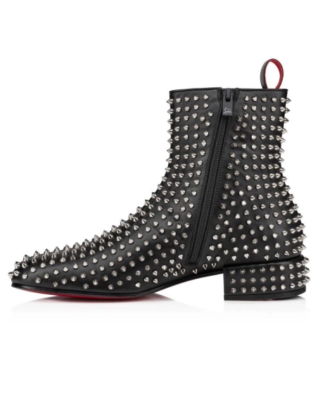 Knockoff Christian Louboutin Spikeasy Booty Boots Nappa Leather Black