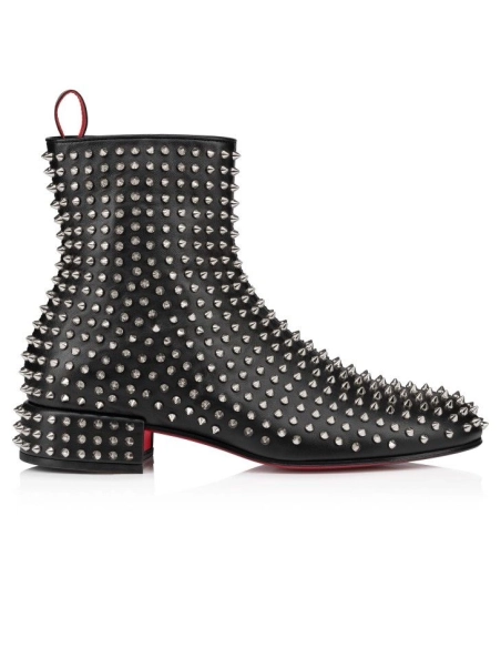 Knockoff Christian Louboutin Spikeasy Booty Boots Nappa Leather Black