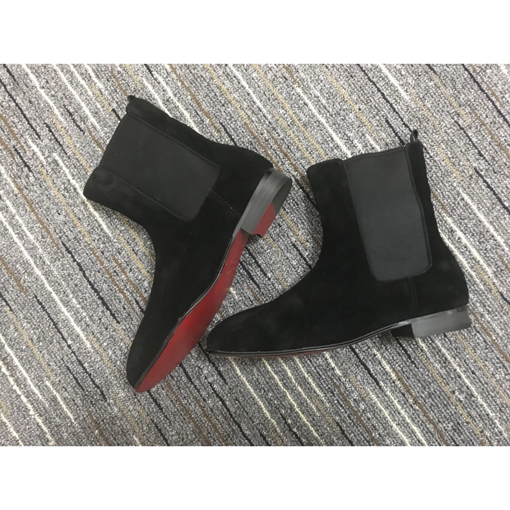 Fake Christian Louboutin Samson Orlato Chelsea Boots Suede Black, Replica CL Shoes