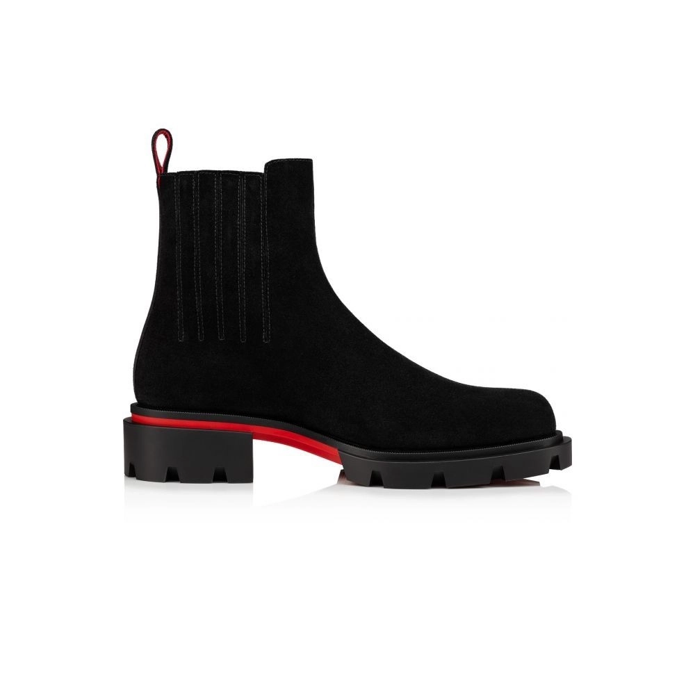Knockoff Christian Louboutin Cheney Walk Ankle Boots Suede Black, Fake Christian Louboutin Boots