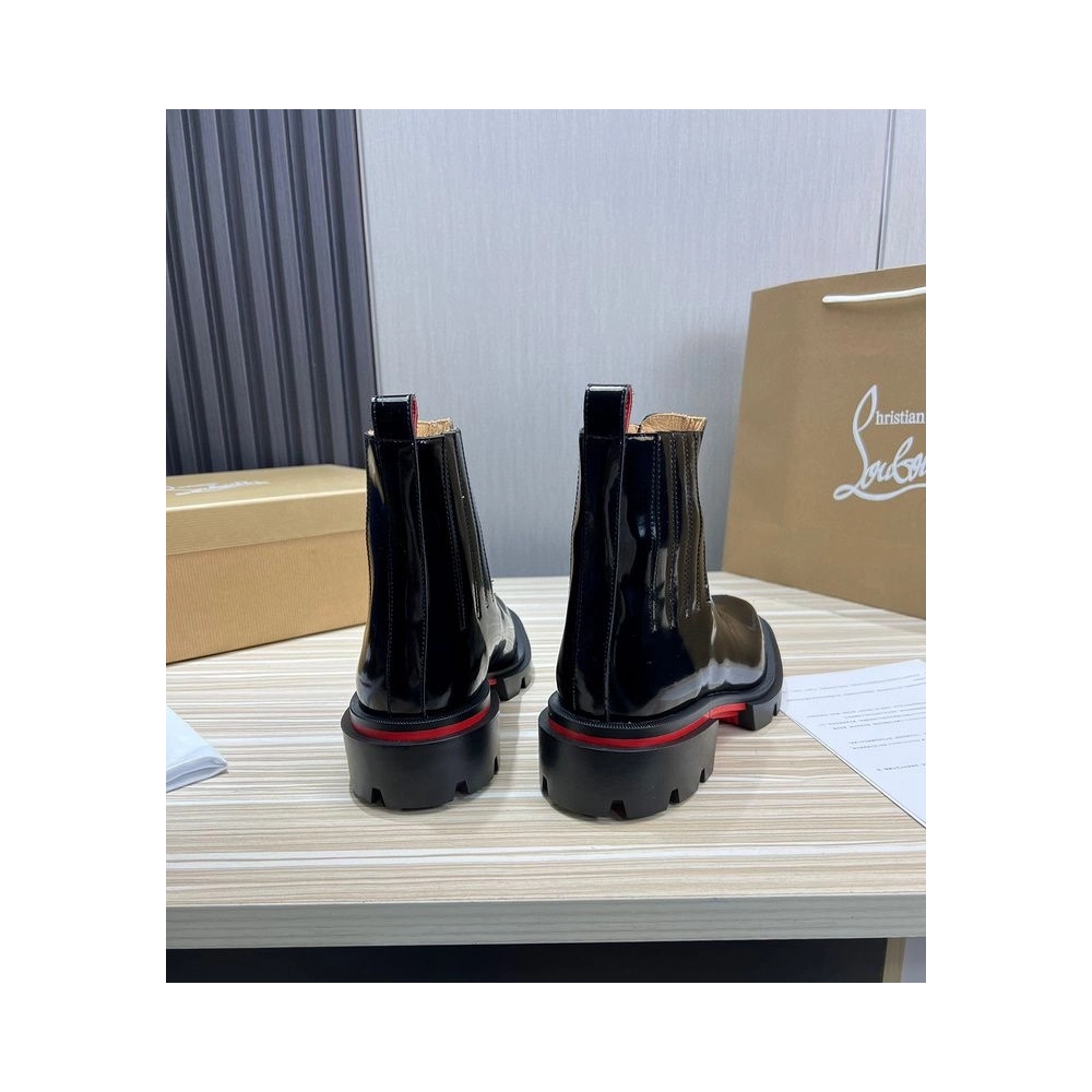Fake Christian Louboutin Mens Cheney Walk Ankle Boots Black, Replica CL Shoes