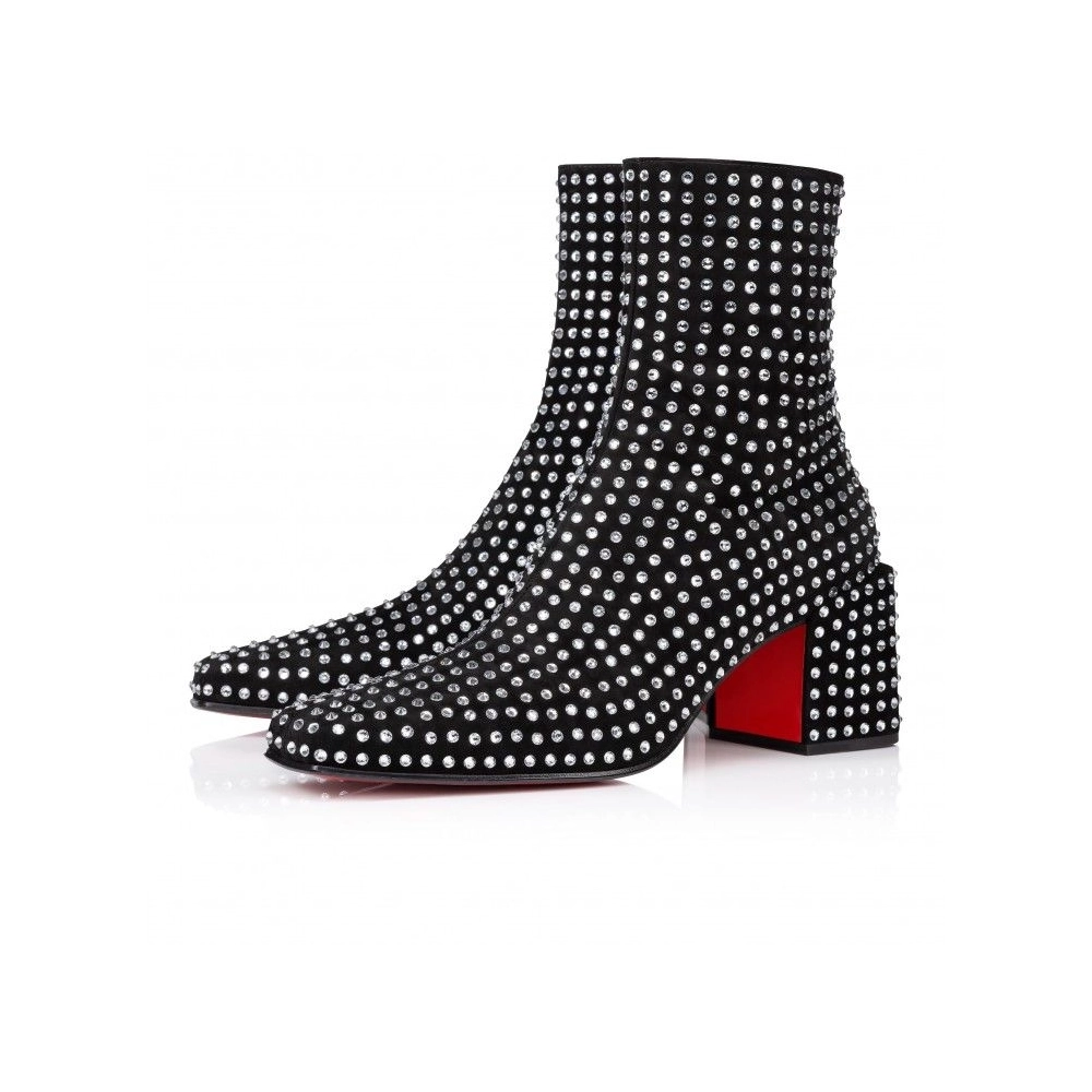 Knockoff Christian Louboutin Alleo Boot Strass Boum Black, Replica Christian Louboutin Shoes