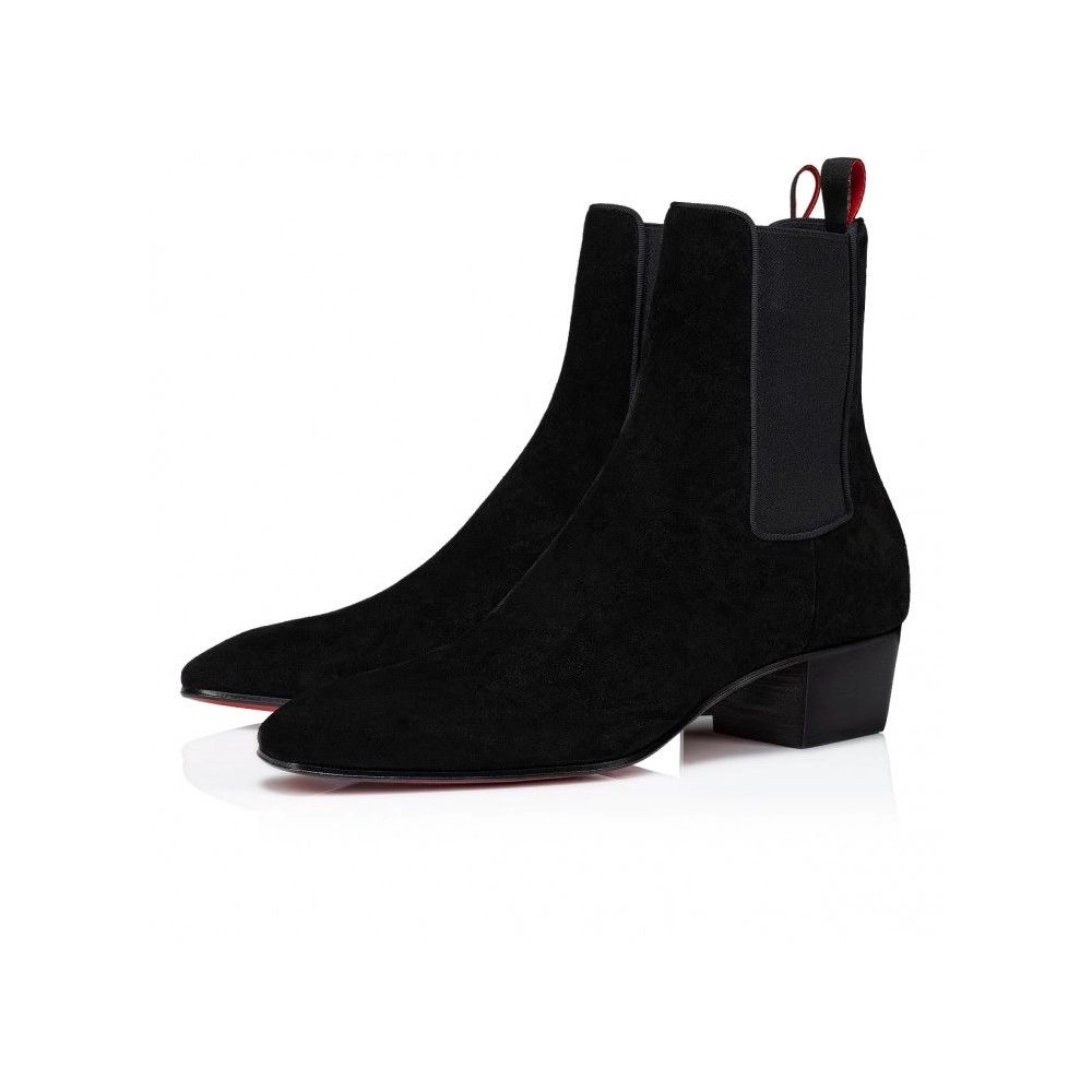 Discount Christian Louboutin Rosalio Chelsea 40 Mm Boots Calf Leather Black Outlet, Cheap CL Shoes for Sale