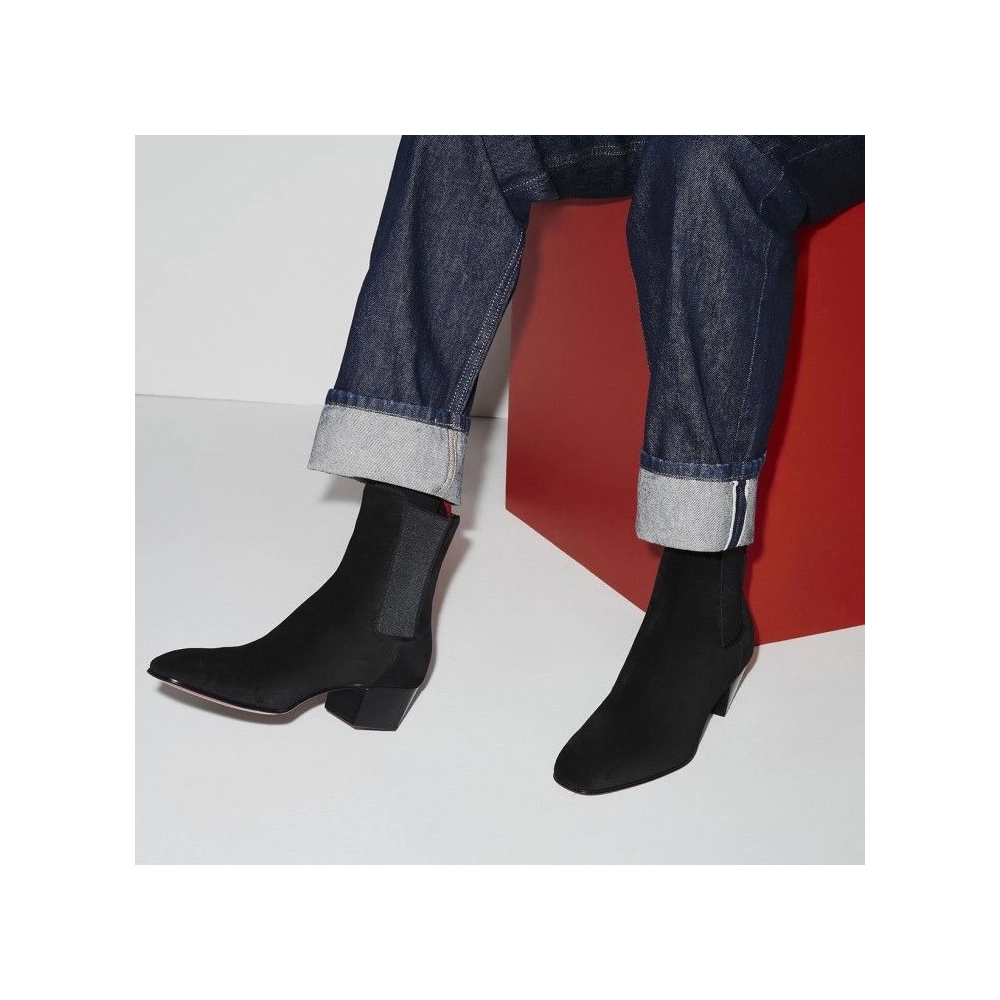 Discount Christian Louboutin Rosalio Chelsea 40 Mm Boots Calf Leather Black Outlet, Cheap CL Shoes for Sale