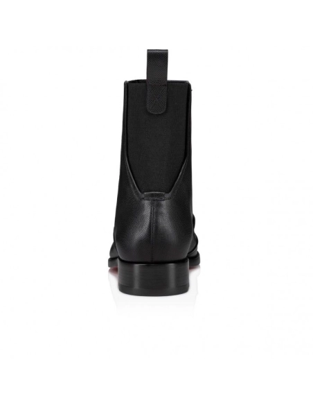 Knockoff Christian Louboutin Boabi Chelsea Boots Calf Leather Petit Grain Black, Fake Christian Louboutin Shoes