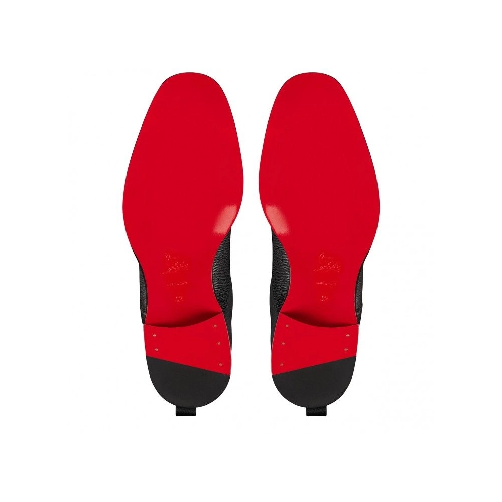 Knockoff Christian Louboutin Boabi Chelsea Boots Calf Leather Petit Grain Black, Fake Christian Louboutin Shoes