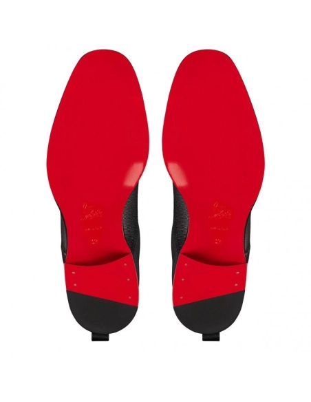 Knockoff Christian Louboutin Boabi Chelsea Boots Calf Leather Petit Grain Black, Fake Christian Louboutin Shoes