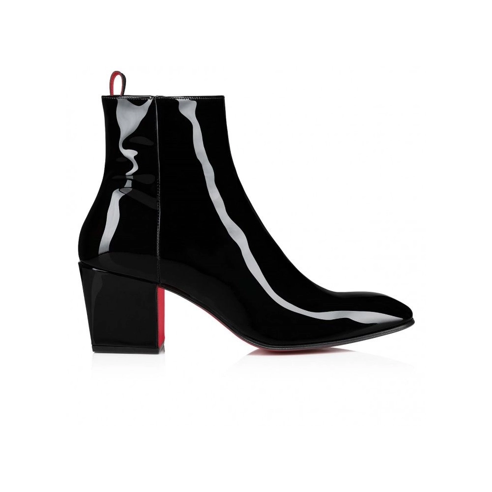 Replica Christian Louboutin Rosalio St 70 Mm Boots Patent Calf Leather Black, Fake Christian Louboutin Shoes