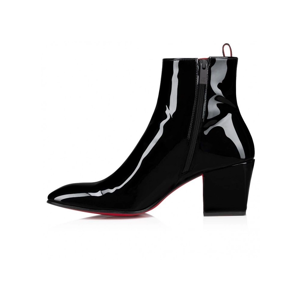 Replica Christian Louboutin Rosalio St 70 Mm Boots Patent Calf Leather Black, Fake Christian Louboutin Shoes