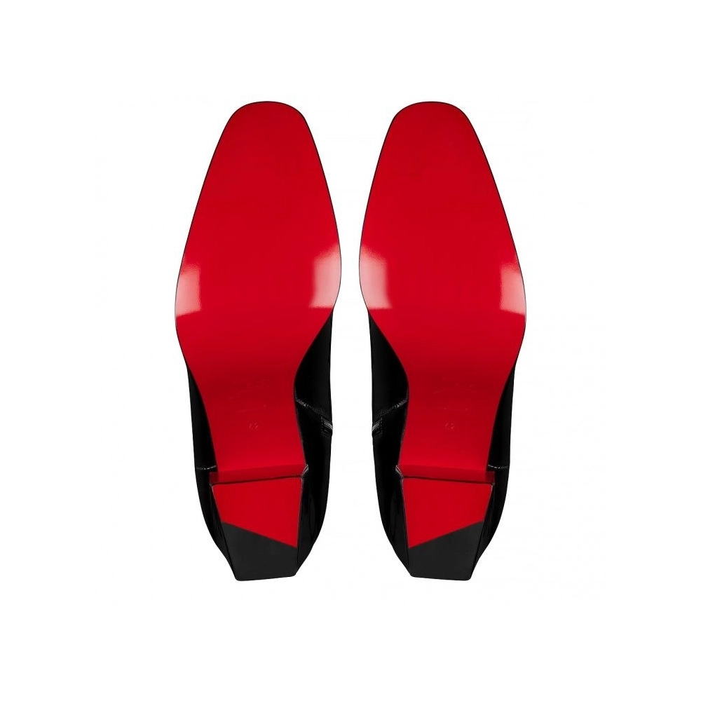 Replica Christian Louboutin Rosalio St 70 Mm Boots Patent Calf Leather Black, Fake Christian Louboutin Shoes