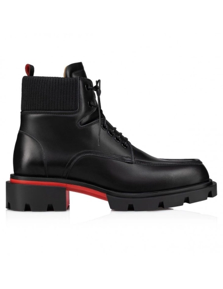 Discount Christian Louboutin Our Walk Lace-Up Boots Calf Leather Black, Cheap Christian Louboutin Shoes for Sale