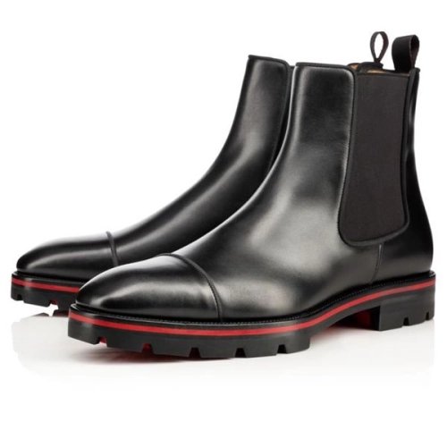 cheap Christian Louboutin Boot Melon Flat Black Calf sale