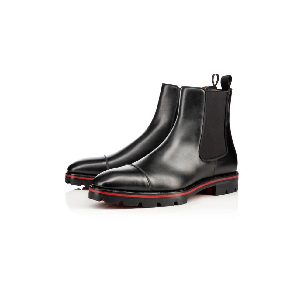 cheap Christian Louboutin Boot Melon Flat Black Calf sale