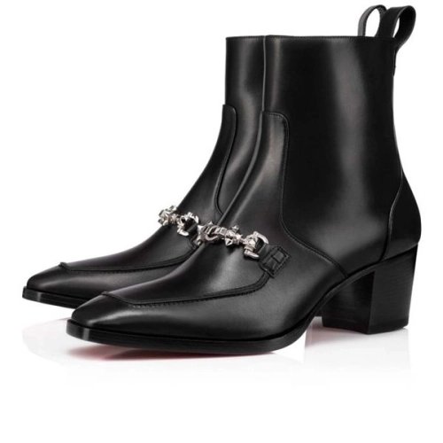 cheap Christian Louboutin Boot Mayerswing Black silver Calf sale